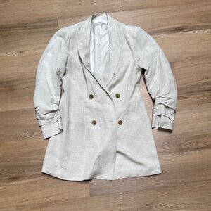 Astr Double-Breasted Blazer in Light Beige